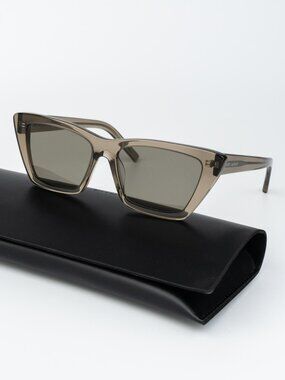 Saint Laurent Women Sunglasses Transparent Brown Grey Cat Eye SL 276 MICA 043